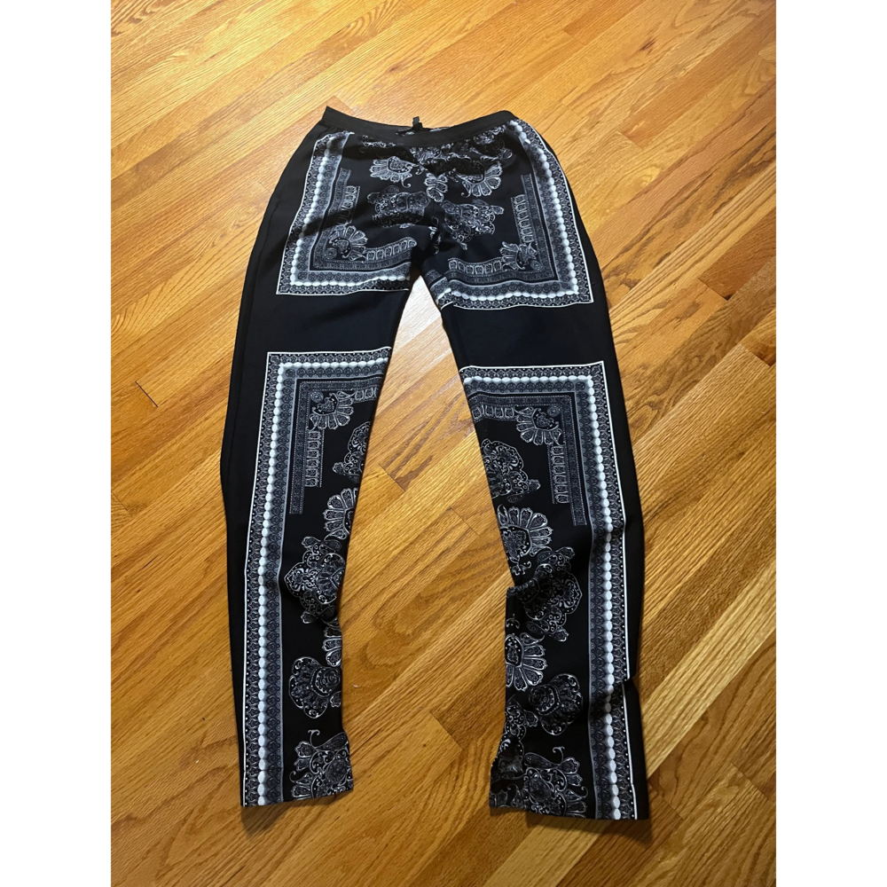 BCBGMAXAZRIA Bandana Print Pants Black White Casual Trousers Size S